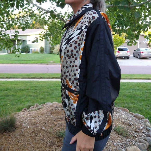 1980's 1990's WINDBREAKER JACKET zip front M L (N5) - Picture 3 of 7